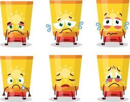 Sun block cartoon character with sad expression vector