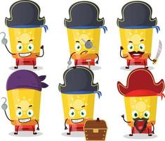 Cartoon character of sun block with various pirates emoticons vector