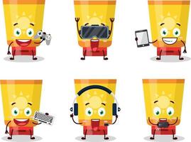 Sun block cartoon character are playing games with various cute emoticons vector