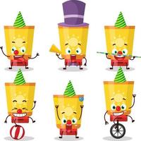 Cartoon character of sun block with various circus shows vector