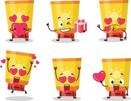 Sun block cartoon character with love cute emoticon vector