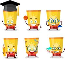 School student of sun block cartoon character with various expressions vector