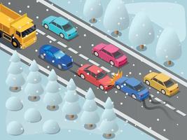 Winter Motorway Isometric Composition vector