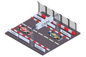 Cars Racing Isometric Composition vector