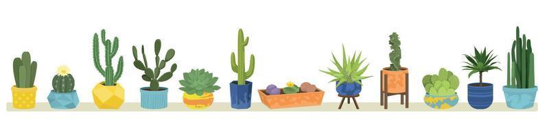 Cactuses Flat Colored Concept vector