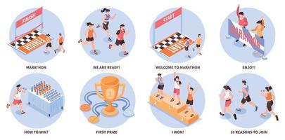 Isometric Marathon Set vector