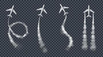 Airplanes Trails Realistic Set vector