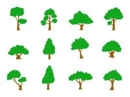 Collection of flat trees Icon. Can be used to illustrate any nature or healthy lifestyle topic. vector