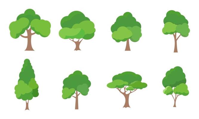 Collection of flat trees Icon. Can be used to illustrate any nature or healthy lifestyle topic.