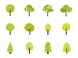 colección de icono de árboles planos. se puede utilizar para ilustrar cualquier tema de naturaleza o estilo de vida saludable. vector