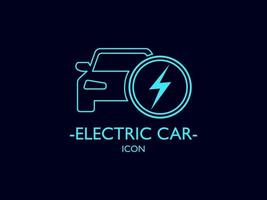 Vector illustration of electric powered car and charging point icons or Logo style.