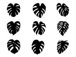 Set leaves plant silhouette isolated  for nature and on white background, Hand drawn vector. vector