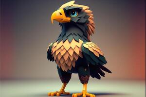 linda dibujos animados águila personaje 3d ai generado foto