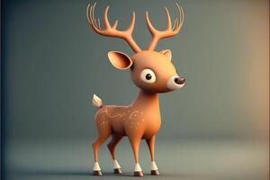 Cute Cartoon Deer Character 3D photo