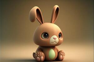 Cute Cartoon Rabbit Character 3D photo