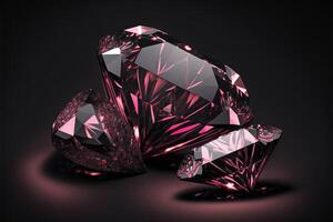 Pink diamonds on black background. photo