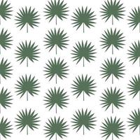 Vector tropical seamless pattern with green palm leaves on white background.
