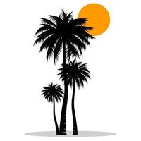 Collection of Black Coconut or palm trees Icon. Can be used to illustrate any nature or healthy lifestyle topic. vector