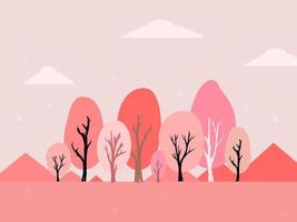 Pink tree Symbol style and spring background. Can be used for your work. Welcome spring season concept. vector