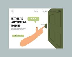 Landing page design with hand knock in the door vector