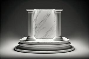 marble podium, product stage platform 3d background front view. photo