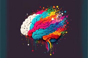 Creative brain cartoon multicolor background for education innovation concept. photo