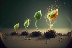 AI Generated The process of germination as a seed sprouts photo