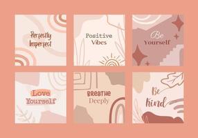 Beutiful hand drawn boho social media posts collection template vector