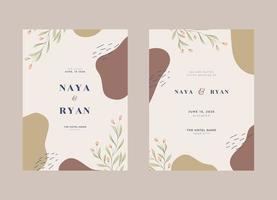 Beautiful minimalist boho wedding invitation template vector