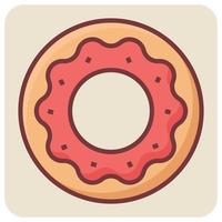 Filled color outline icon for donut. vector