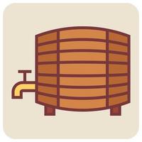 Filled color outline icon for barrel. vector