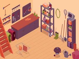 Storeroom Interior Isometric Background vector