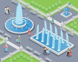 Isometric Park Fountain Illustration vector
