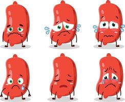 salchicha en dibujos animados personaje con triste expresión vector