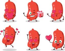 Sausage cartoon character with love cute emoticon vector