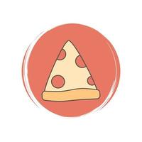 Pizza icono vector, ilustración en circulo con cepillo textura, para social medios de comunicación historia realce vector