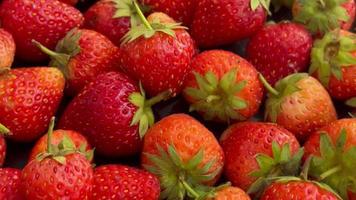 Fruit background, strawberry, ripe strawberries video