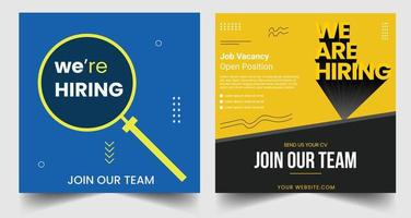 people looking for employees with words we're hiring, concept vector ilustration. can use for landing page, template, ui, web, mobile app, poster, banner, flyer, background, website,