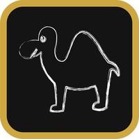 Icon camel. Islamic elements of Ramadhan, Eid Al Fitr, Eid Al Adha. Icons in chalk style. Good for prints, posters, logo, decoration, greeting card, etc. vector