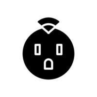 Smart socket black glyph icon. Home appliance. Automated plug. Internet of things. Remote control with smartphone. Silhouette symbol on white space. Solid pictogram. Vector isolated illustration