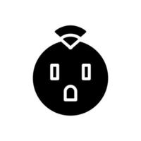 Smart socket black glyph icon. Home appliance. Automated plug. Internet of things. Remote control with smartphone. Silhouette symbol on white space. Solid pictogram. Vector isolated illustration