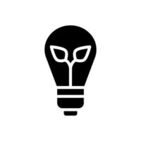 Energy-efficient light bulb black glyph icon. Electrical bulb for home. Eco friendly appliance. Ecological technology. Silhouette symbol on white space. Solid pictogram. Vector isolated illustration