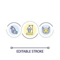 Automated producing loop concept icon. Involve AI technology. Manufacturing optimization abstract idea thin line illustration. Isolated outline drawing. Editable stroke vector