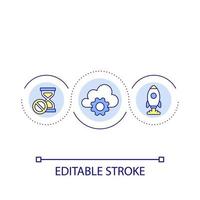 Quick processing data loop concept icon. Innovating cloud services. Digital technology abstract idea thin line illustration. Isolated outline drawing. Editable stroke vector