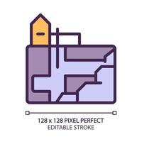 Underground mining pixel perfect RGB color icon. Heavy industry. Excavation and extraction of ore, minerals. Coal mining. Isolated vector illustration. Simple filled line drawing. Editable stroke