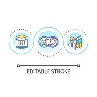 AI technology in education loop concept icon. Data science. Digitization of learning processes abstract idea thin line illustration. Isolated outline drawing. Editable stroke vector