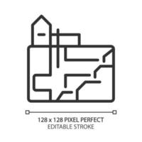 Underground mining pixel perfect linear icon. Heavy industry. Excavation and extraction of ore, minerals. Coal mining. Thin line illustration. Contour symbol. Vector outline drawing. Editable stroke