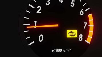 Flashing check engine error icon on dashboard animation. High quality 4k 3d rendered video