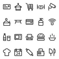 Outline icons for hotel and restaurant. vector