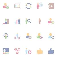 Flat color icons for human resources. vector